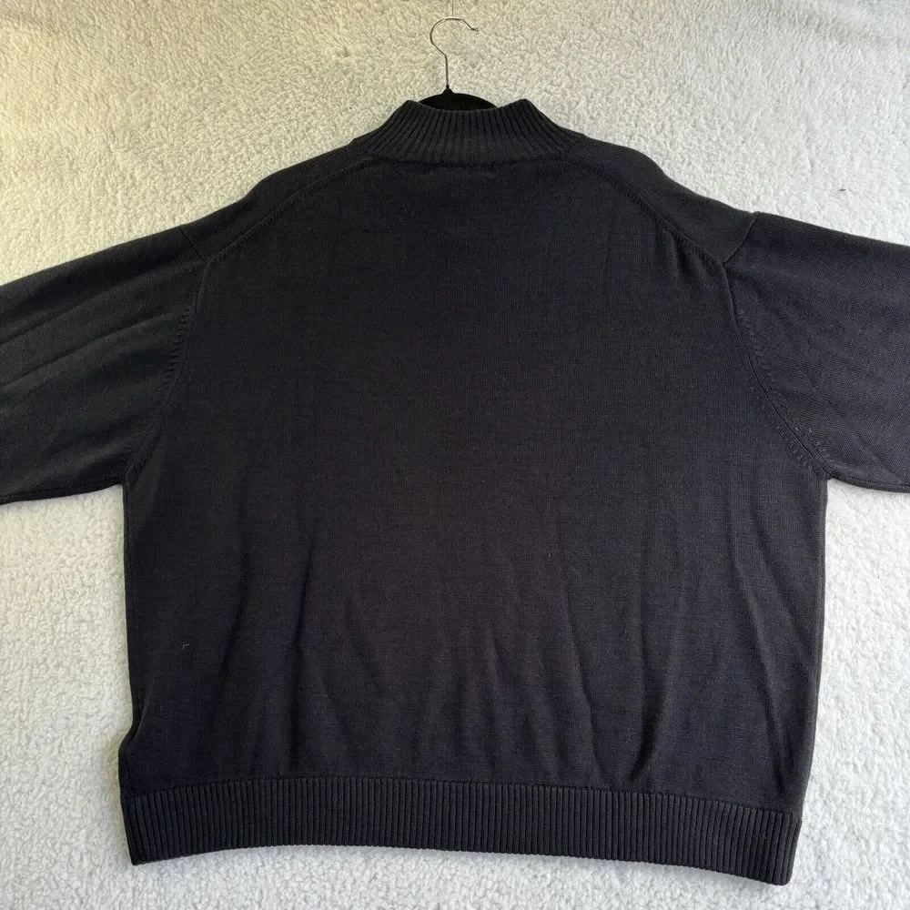 Joseph‎ Feiss Mens XXL Navy Merino Wool/Acrylic Long Sleeve 1/4 Button Sweater